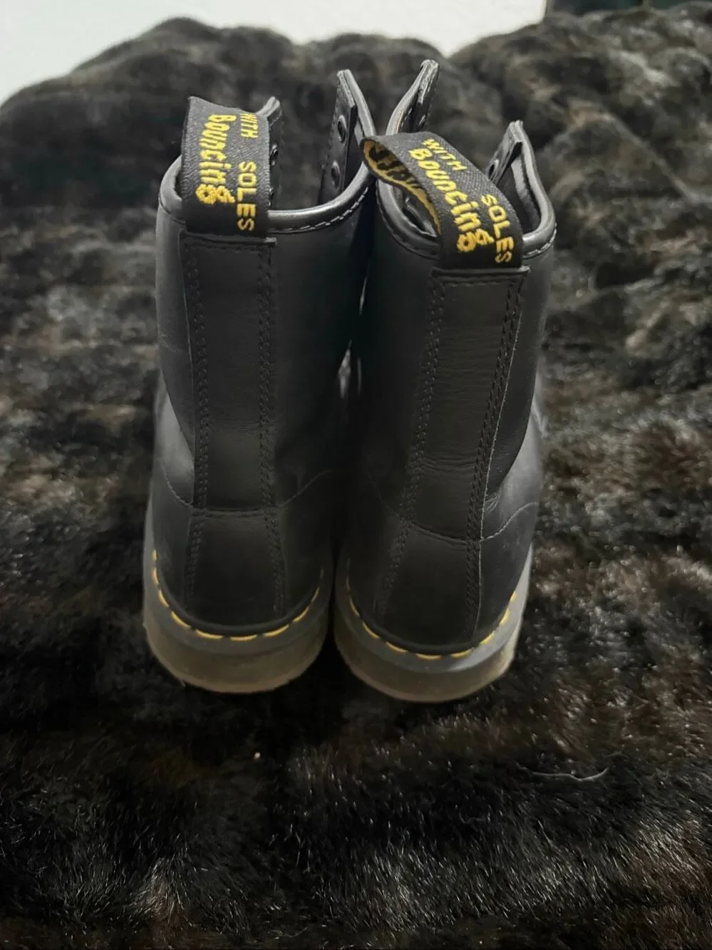 Doc Dr. Martens 1460  Black Leather Combat Boots Lace-Up shoes 13